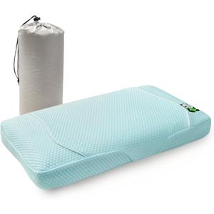 YOUR MOON Memory Foam Travel Pillows, Small Camping Pillow for Sleeping, Portable Backpacking Hammock Camp Pillow for Hiking&Car, Camping Accessories, Neck Support Pillow(Blue) (12x20 Inch)
