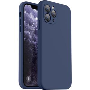 Vooii Compatible with iPhone 11 Pro Case, Upgraded Liquid Silicone with [Flat Edges] [Camera Protection] [Soft Anti-Scratch Microfiber Lining] Phone Case for iPhone 11 Pro 5.8 inch - Navy Blue