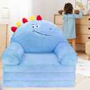 Toddler Chair Comfy Toddler Couch: 2-in-1 Kids Chairs Kids Sofa Fold Out for Girls and Boys 1-3 Years Old, Deepblue Dinosaur