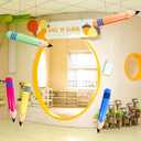 5pcs Large Inflatable Pencils, PVC Funny Giant Pencils Balloon Blow Up Crayon Practical Decoration Supplies for Back to School Graduation Birthday Party Classroom Playground