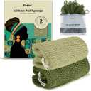 CORATED African Net Sponge Authentic, Shower Loofah Exfoliating Bath Sponge, Body Scrubber for Women Daily Use Body Care, Travel Portable Bath Accessories for Bathroom (Olive Green & Light Green)