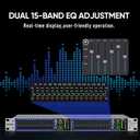 Stereo Graphic Equalizer 15-Band EQ for Home Audio System, Rack Mount Dual Channel Pro DJ Equalizer with Subwoofer Output, Noise Reduction (EQX-215S)