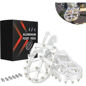 JFG RACING Dirt Bike Foot Pegs,7075 Aluminum CNC Pedals Rests for Surron Light Bee X and S/E Ride Pro S SS SR/CRF150F CRF230F 03-19/CRF250F 19-24/XR150L 15-24/KDX200 83-94-Silver
