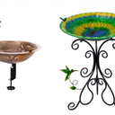 DREAMSOUL Deck Bird Bath + 20" Peacock Large Bird Bath Stand (2 Pcs)