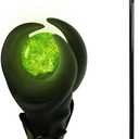 51inch Light-Up Wizard Staff with Green Crystal, Evil Witch Queen Magic Scepter Props Halloween Cosplay for Adult Women