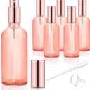 6 Pack 3.4 Oz Pink Glass Spray Bottles,Empty Perfume Fine Mist Atomizer,Refillable Travel Liquid Holder Containers for Cleaning Products,Essential Oils,Body Sprays-Rose-Golden Sprayer