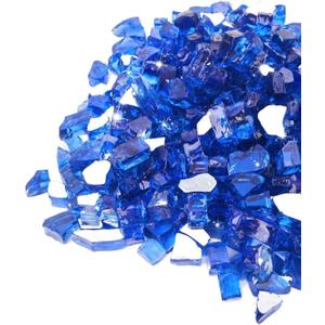 GASPRO 20 lbs Fire Glass for Propane Fire Pit, 1/2-Inch Reflective Fireplace Glass Rocks for Fire Pit Table, Cobalt Blue, Pack of 2