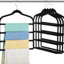 Velvet Pants Clothes Hanger Space Saving Non Slip Pants Shorts Hanger, Myfolrena Jeans Slack Trousers Hangers Multiple Velvet Hanger Closet Storage and Organization for Jeans,Scarf,Tie(Black, 5)