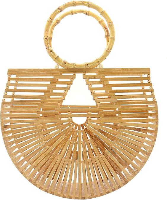 Miuco Womens Bamboo Handbags Handmade Purses Tote Bag