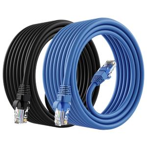 GEARit Cat 6 Ethernet Cable CCA - (15ft, 2-Pack) LAN Network Cord, UTP, Internet, Network Cable Cat 6 Patch Cable - Black & Blue, 15 Feet
