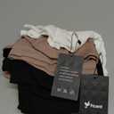 Ficerd 3 Pack Women's Short Sleeve Cotton T-Shirts V Neck Ribbed Slim Fit Tops Ladies' Casual Summer Basic Tee (Medium, Black, White, Khaki)
