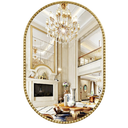 Oval Mirror for Wall, 20x30 Inch Gold Oval Bathroom Mirror, Antigue Gold Vanity Mirrors, Metal Floral Frame Mirror for Bedroom Living Room Hallway, Hangs Horizontally or Vertically