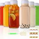 AuroTrends 16 oz Glass Bottles with Lids 6Pack, 480ml Glass Juicing Bottles for Juicing, Water, Kombucha - Portable Breastmilk Storage Bottle(16fl.oz, Set of 6)