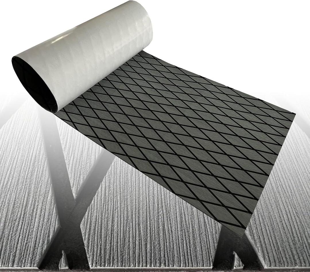 Boat Flooring Mat EVA Foam Boat Decking Marine Carpet Faux Teak Sea Decking Sheet Non-Slip Self-Adhesive Flooring Material for Boats Pontoon Yacht Surfboard Swim Platform RV Floor 74.8"27.5" (DarkGray)