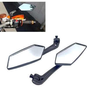 2 PCS Motorcycle Handlebar Mirrors, Adjustable Side Mirrors, Rear View Mirrors Modification Accessories, Universal for Motorcycle Scooter ATV (Black)