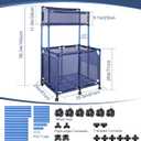 Pool Storage Bin Cart with Noodle Holder, Rolling Pool Storage Organizer Top Shelf Nylon Mesh Basket for Goggles, Floats, Balls and Floats Equipment