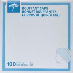 Medline Pro Series Bouffant Caps, Lightweight, Blue, 24 Inches, Box of 100 Each (24"(Regular/Large))