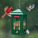 Kingsyard Squirrel Proof Bird Feeders for Outdoors with Weight-Activated Perches, 5 Lbs Capacity Large Metal Bird Feeder House for Small Wildbirds Cardinal Finch Bluebird, Weatherproof, Green