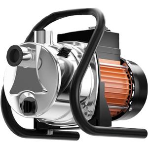 Water Transfer Pump 110V Shallow Well Pump 1.6HP Electric Portable Garden Pressure Booster Pumps for Sprinkler Irrigation Lawn with Adapters, Orange
