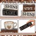 4 x Moucuny 4 Pcs Farmhouse Coffee Bar Sign Decor Wooden Cup Rise & Shine It's Coffee Time Rustic Wood Cafe Sign Gift for Home Kitchen Tabletop Decor