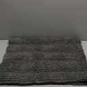 Turquoize Plush Chenille Bath Rug, Gray, Large (47" x 17"), Non-Slip, Washable, Water Absorbent & Soft, For Bathroom Floor