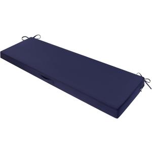 SHACOS Outdoor Bench Cushions 54 x 16 x 3.2 Inch Thick Bench Cushion, Waterproof Fade-Resistant Removable Cover with Ties Piping Edge, Bench Seat Cushions for Patio Porch Furniture, Navy