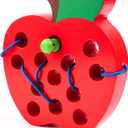 Kizh Wooden Lacing Apple Threading Toys Wood Block Puzzle Travel Game Montessori Early Learning Fine Motor Skills Educational Gift for 1 2 3 Years Old Toddlers Baby Kids