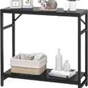 Narrow Industrial Console Table - 2 Tier, Thin Black Couch Table for Living Room, Bedroom, Hallway, Foyer