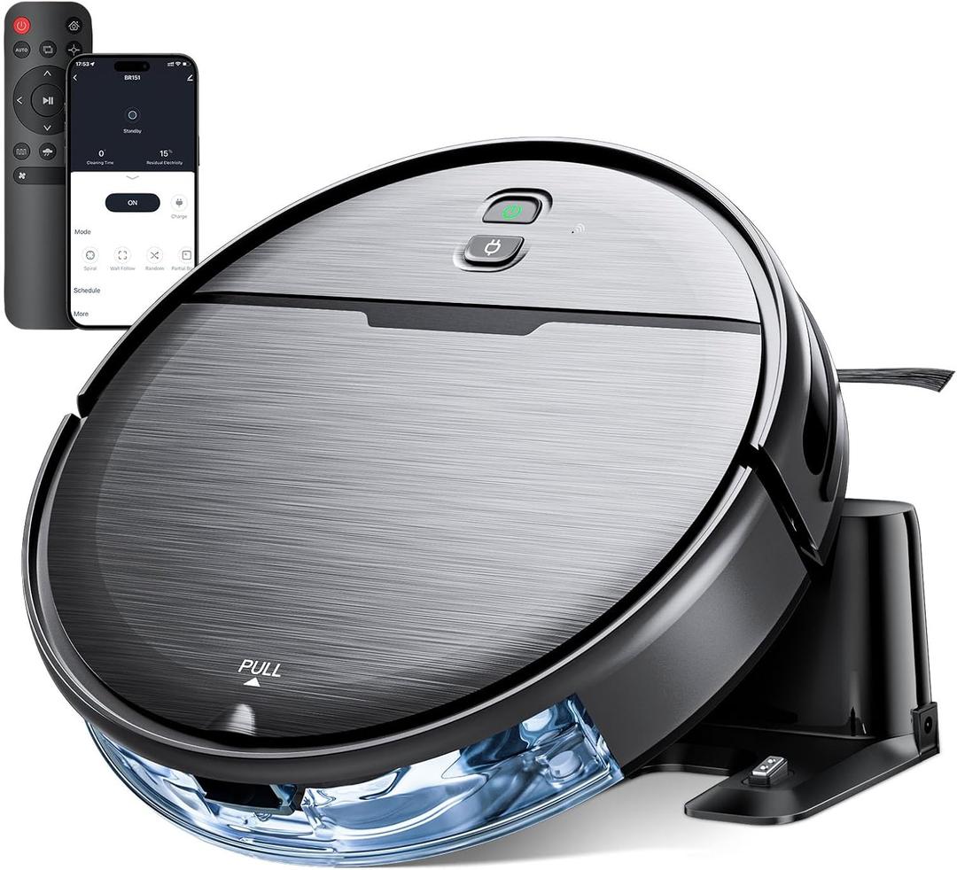 Robot Vacuum and Mop Combo, 2 in 1 Robot Vacuum Cleaner with WiFi/App, Smart Robotic Vacuums with Strong Suction, Schedule, Self-Charging, Slim, Quiet, Ideal for Hard Floor, Pet Hair, Low Pile Carpet
