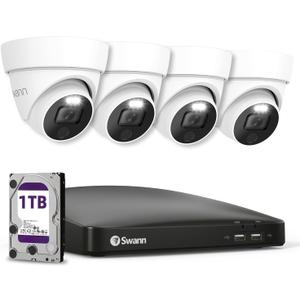 Swann 4K Wired DVR Security Camera System, 4 Domes, 8 Channel, 1TB HDD
