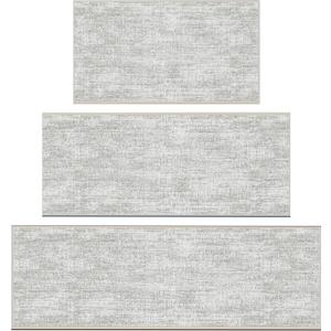 Ottomanson 3-Piece Machine Washable Kitchen Rug Set, Non Slip Kitchen Floor Mats & Runner, Low Profile, for Sink, Stove & Kitchen Island, 22.5" x 36" + 22.5" x 48" + 22.5" x 60", Tonal Beige