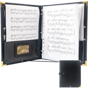 GraduatePro Sheet Music Choir Folder Black, 3 Rings Binder 12.5" x 10" Piano Music Binder with Elastic Band,10 Pockets for Sheets 8.5 * 11/A4