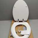 Mayfair Bennett Toilet Seat with Brushed Nickel Hinges, Slow Close Wood Seat, Secure Metal Hinges, Easy Install, Elongated, White