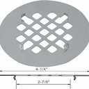 Chrome Plated Snap-in Shower Drain Cover Replacement, Welsan Stainless Steel 4-1/4" OD Round Shower Strainer Grid Easy to Install