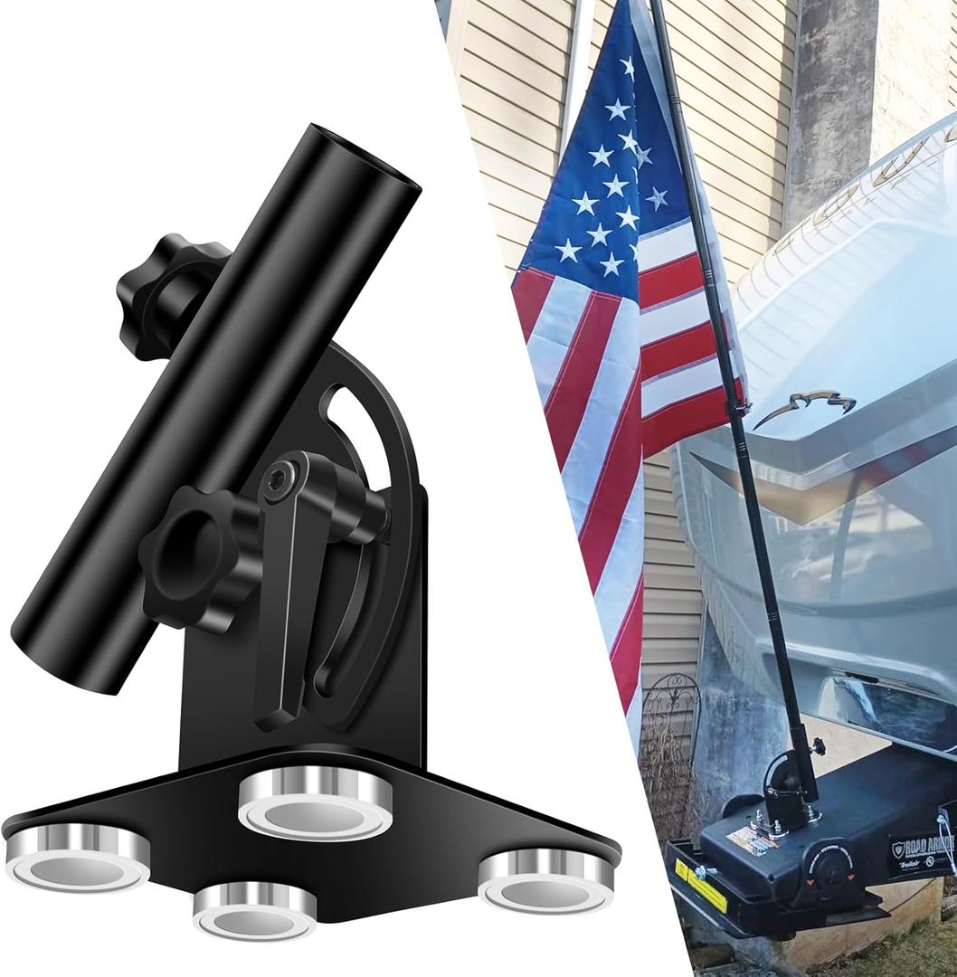 Magnetic Flag Pole Holder for 5th Wheel RV Hitch  Trailer Hitch Flag Pole Holder, 90 Adjustable, No Drilling, Heavy-Duty for Camper, Trailer, Fifth Wheel