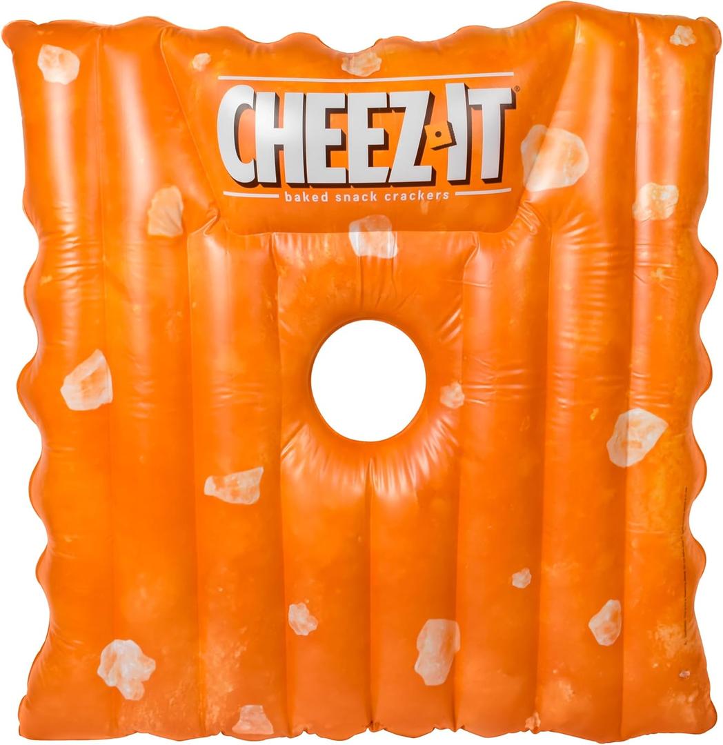 Giant Cheez-It Pool Float  Extra Large Inflatable Snack Shaped Floatie for Pool, Beach & Lake, Durable Vinyl, Over 4.5 Feet, Perfect for Lounging, Summer Parties, 4th of July Pool Party