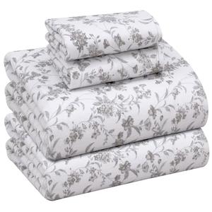 RUVANTI Flannel Sheets Full Size - 100% Cotton Double Brushed Bed Sheets Set, Deep Pockets 16 Inches, All Seasons Breathable & Extra Soft Full Sheets, Warm & Cozy, 4 Piece, Vintage Flora
