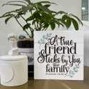 Christian Sign, Wooden Box Sign Desk Decor, Friendship Scripture Wood Plaque, Rustic Wood Table Sign, Thank You Gift for Friend, Proverbs 18:24 - A True Friend Sticks By You Like Family Sign