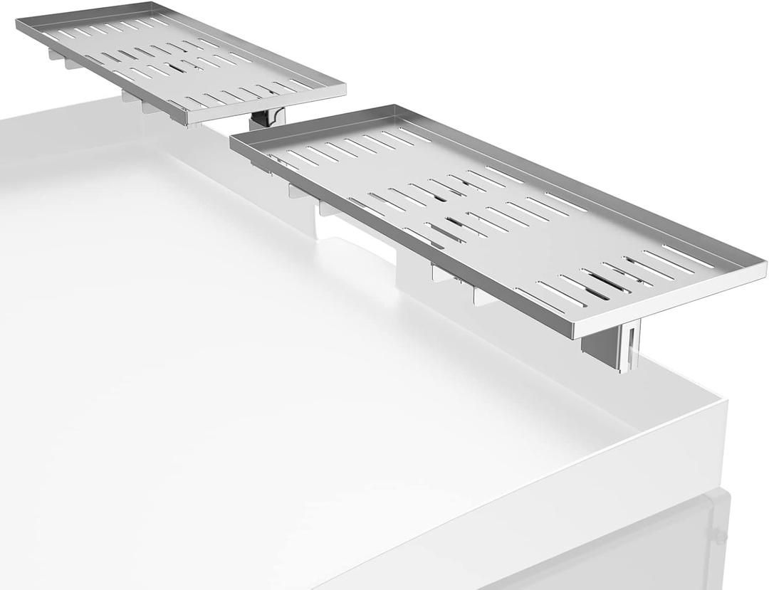 Universal Grill Foldable Warming Rack/Shelf for Blackstone 17'' 22'' 28'' 36'', Pit Boss,Camp Chef and Most Flat Top/Table Top Griddle Grill, Stainless Steel BBQ Shelf Replacement Parts, 2 Pack