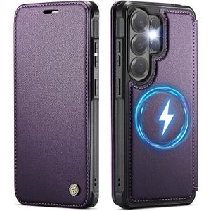 for Samsung Galaxy S26 Ultra Wallet Case Compatible with Magsafe, PU Leather Flip RFID Blocking Card Holder Shockproof Magnetic Women Men Wallet Phone Case Cover for Galaxy S26 Ultra, Purple