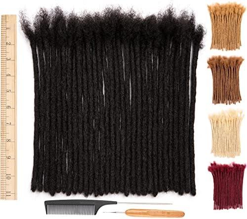 DAIXI 10 Inch 100 Strands 100% Real Human Hair Dreadlock Extensions for Man/Women Full Head Handmade 0.8cm Thickness Can Be Dyed and Bleached Dreadlocks Bulk with Needle and Comb