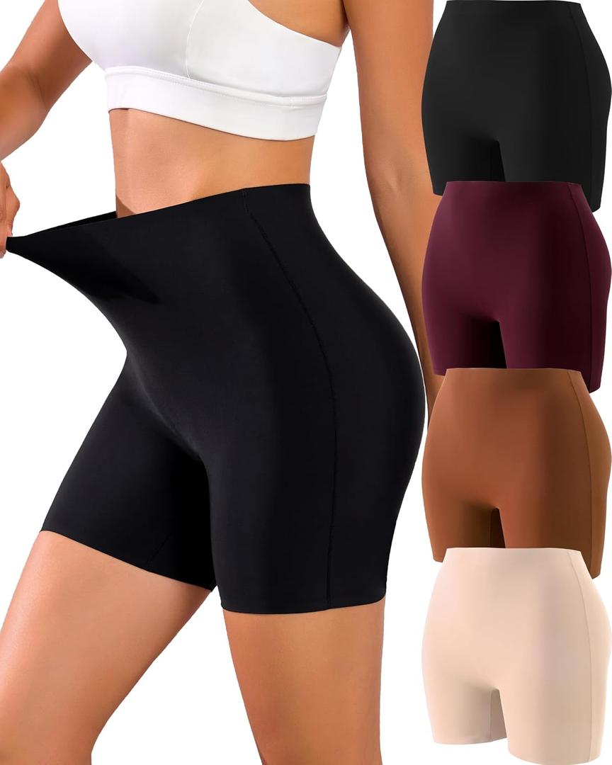 Knowyou Womens Seamless Boy Shorts Underwear No Show Boxer Briefs Stretch High Waisted Panties for Ladies Shorts Anti Chafing (L)
