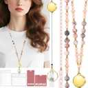 Lanyard for ID Badges Holder, Nurse Lanyard Cruise Ship Lanyards, Retractable Badge Reel Keys Eyeglass Chains for Women,Orange Pink