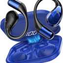 Open-Ear Headphones, Bluetooth 6.0 Wireless Earbuds Powerful Sound, 40H Open Ear Earbuds with ENC Mic, Adjustable Ear Hooks/IP7 Waterproof/Ultra-Comfort Earphones for Workouts/Running, Blue