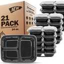Freshware Meal Prep Containers [21 Pack] 3 Compartment with Lids, Food Storage Containers, Bento Box, BPA Free, Stackable, Microwave/Dishwasher/Freezer Safe (24 oz)