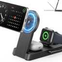3 in 1 Magnetic Wireless for iPhone Charging Station: Foldable Portable Charger for iPhone 17-12 Pro Max & Apple Watch & AirPods, for Apple Multiple Devices Charger for Home,Office&Travel (Black)