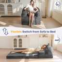 MAXYOYO Folding Sofa Bed with Backrest, Boneless Fold Out Couch Bed with Handle, 2 in 1 Convertible Bean Bag Chair to Floor Sofa Lounger, Comfy Folding Couch for Bedroom & Living Room, Dark Grey, Large