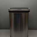 BestOffice | 13 Gallon Trash Can with Lid | Automatic Touchless Garbage Can | Odor Control | Modern Oval Design | Easy to Clean | Stainless Steel | Fits Any Kitchen, Bathroom, Office or Home