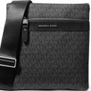 Michael Kors mens Hudson Flat Crossbody (One Size, Light Gunmetal-hardware/Black)