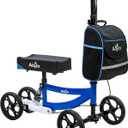 Knee Scooter, 300lbs Capacity, 13" Big PU Seat, All Terrain Foldable Knee Scooter Walker with Bag for Foot Injuries Compact Crutches Alternative (Blue)